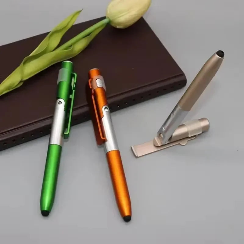 4-in-1 Ballpoint Pen Stylus with Flashlight & Phone Stand