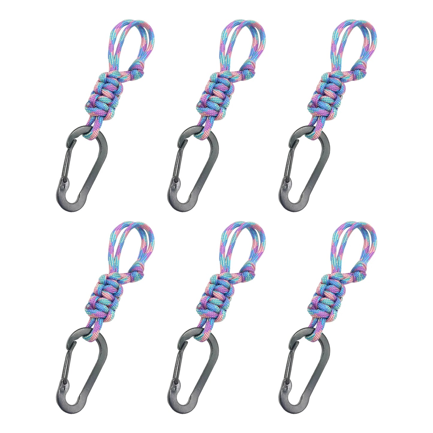 6 Pack Paracord Keychains Adjustable Buckle Braided Lanyard Ring Hook Multifunctional for Camping/Hiking/Fishing/Traveling Peaceful Pleasures Health and Wellness Purple Camouflage
