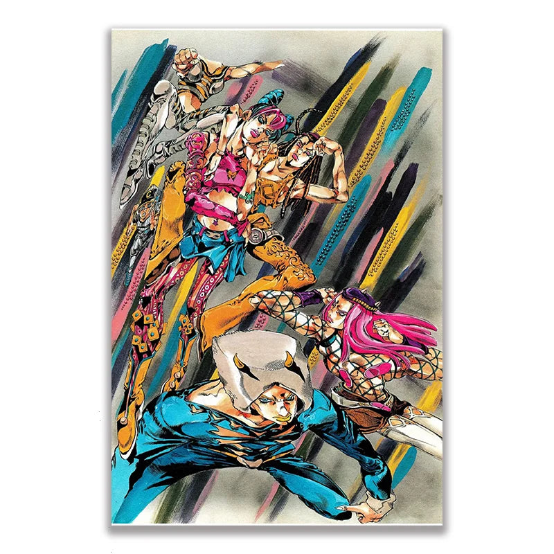 JoJo's Bizarre Adventure Retro Canvas Wall Art Anime Poster Canvas Wall Art Peaceful Pleasures Health and Wellness