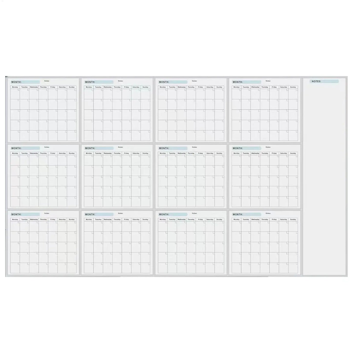 Large Erasable Dry Erase Wall Calendar – 12 Month Yearly Planner
