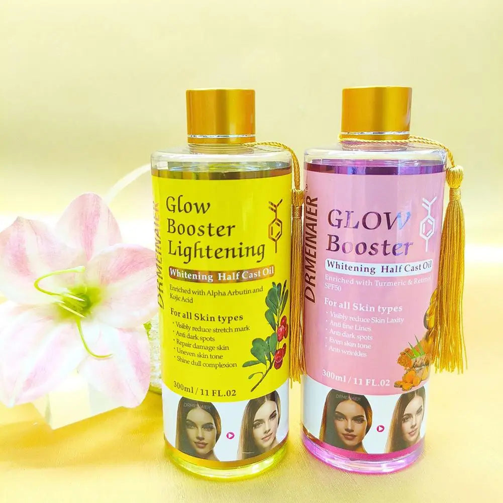 Booster Lightening Radiance Half Cast Oil 300ml Brightening Body Oil for All Skin Types, Brightening & Repairing Body Oil Skinca Peaceful Pleasures Health and Wellness