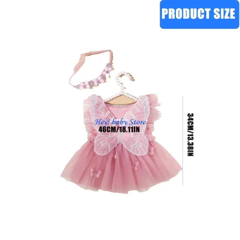 Newborn Baby Girl Photography Dress & Butterfly Headband Set