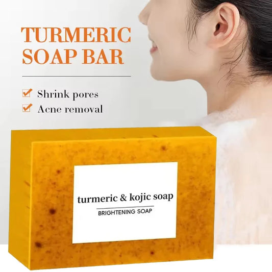 100g Turmeric Hand Made Soap, Lemon Kojic Acid Soap, Shower and Facial Soap Deep Cleaning Brightening For Face Body Skin Care Peaceful Pleasures Health and Wellness