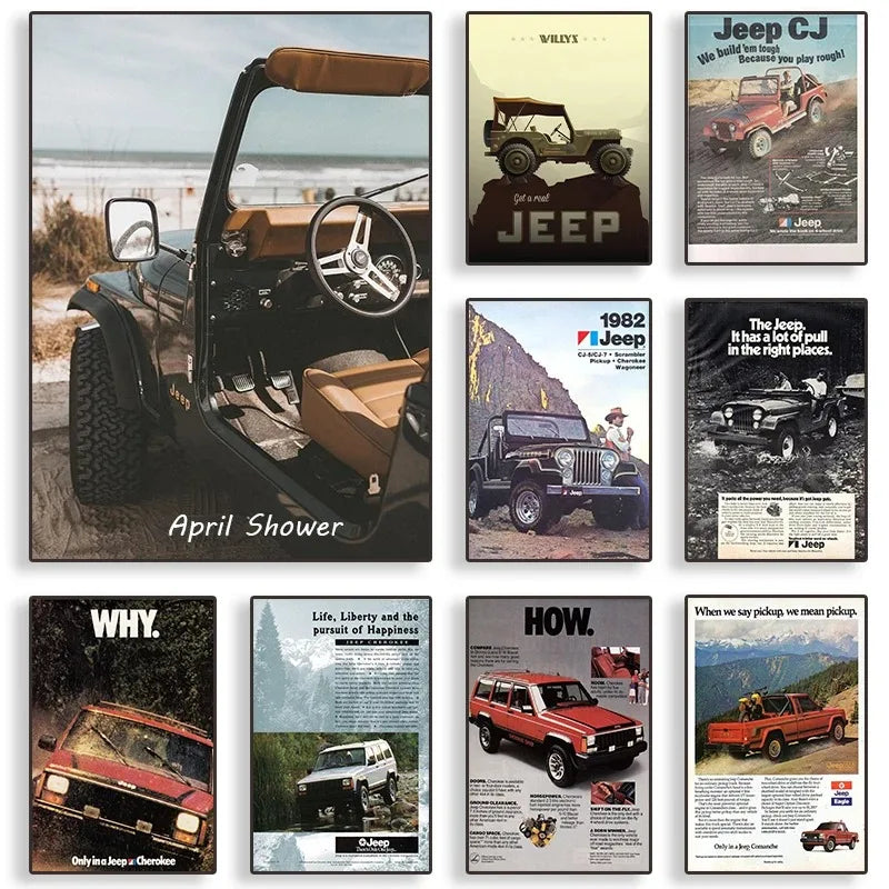 Jeep Cherokee XJ Wrangler Retro Canvas Wall Art Print Canvas Wall Art Print Peaceful Pleasures Health and Wellness