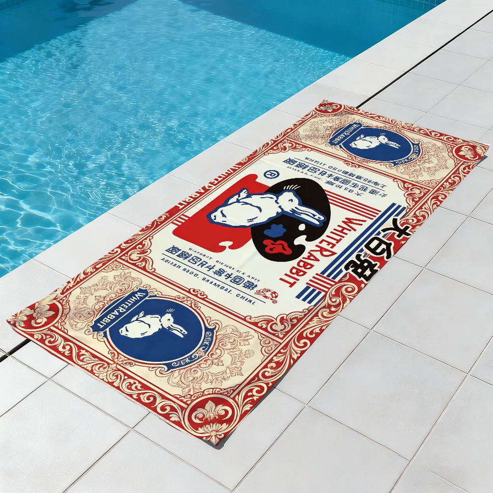 Cute Rabbit Quick-Dry Beach Towel | Soft Microfiber Pool Towel Quick-Dry Beach Towel Peaceful Pleasures Health and Wellness