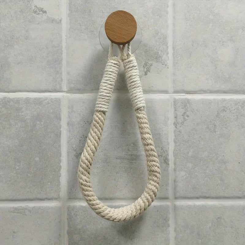 Retro Hemp Rope Toilet Paper Holder – Punchless Wall Mount