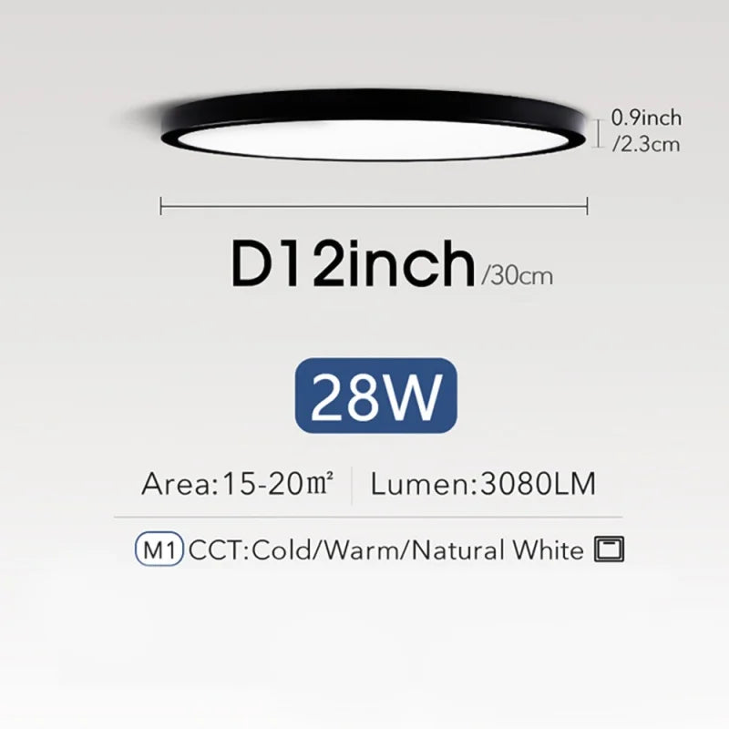 Ultra-Thin 24/28W Dimmable LED Ceiling Light | Modern Flush Mount