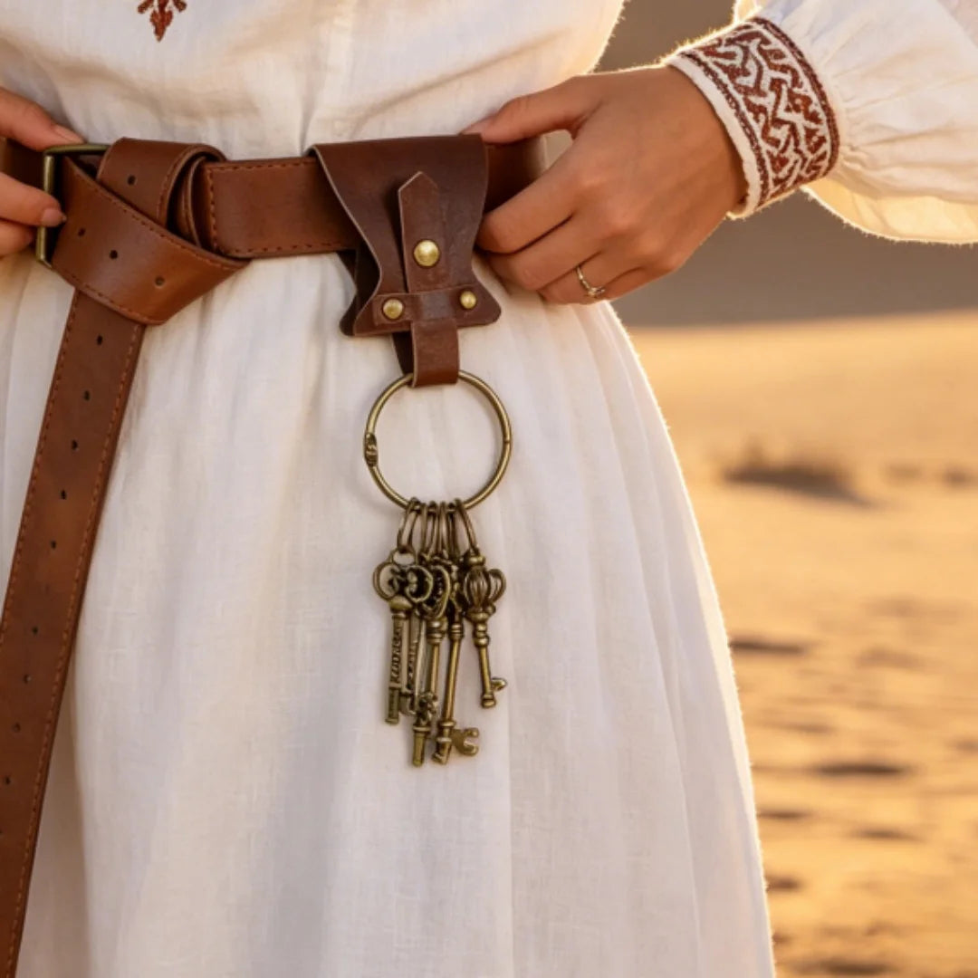 Retro Metal Keychains Circular Rings Cosplay Belts Medieval Clothing