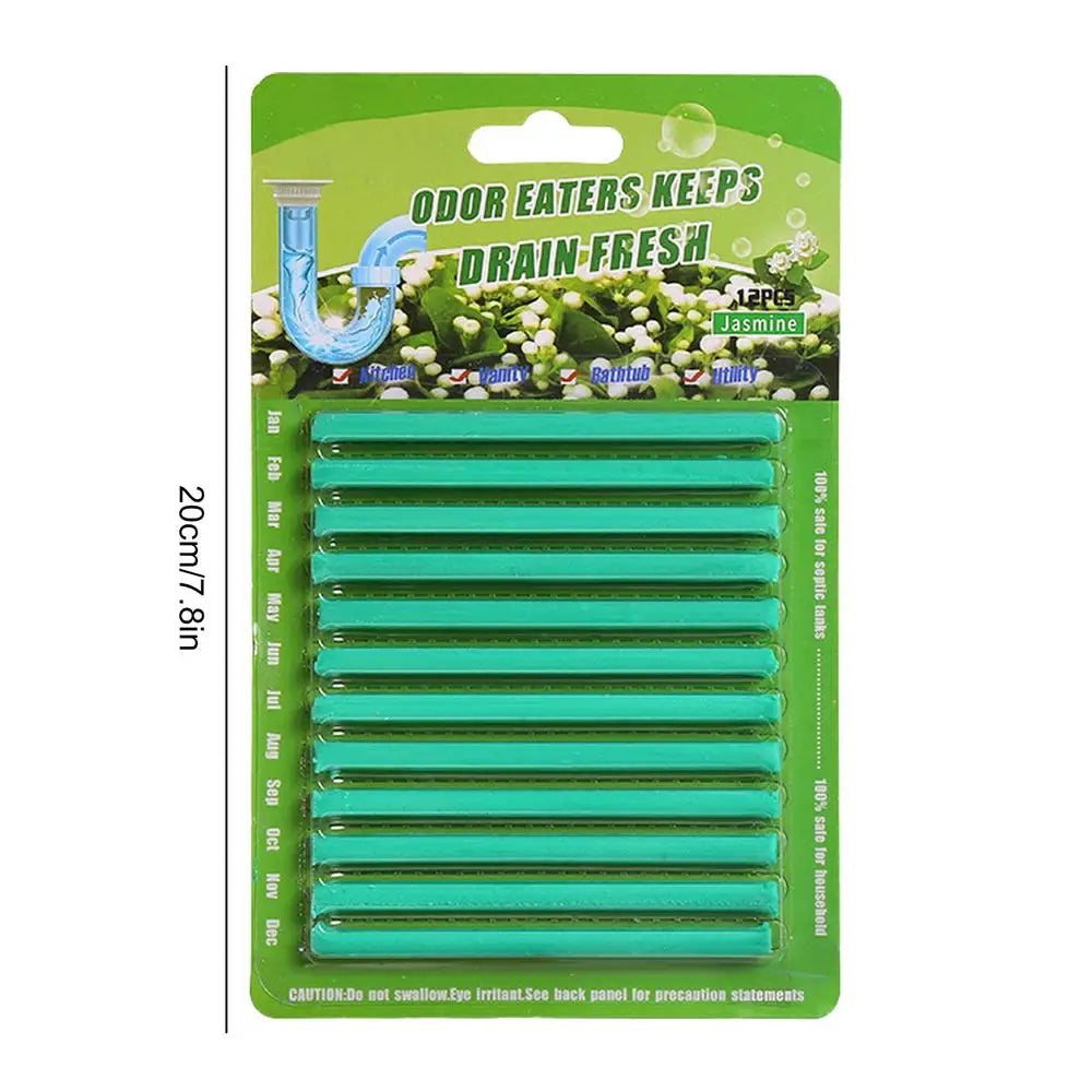 12pcs Enzyme Drain Maintenance Sticks Prevents Clogs & Eliminates Odors in Sinks, Shower, Toilet, Natural Breakdown Formula Peaceful Pleasures Health and Wellness C