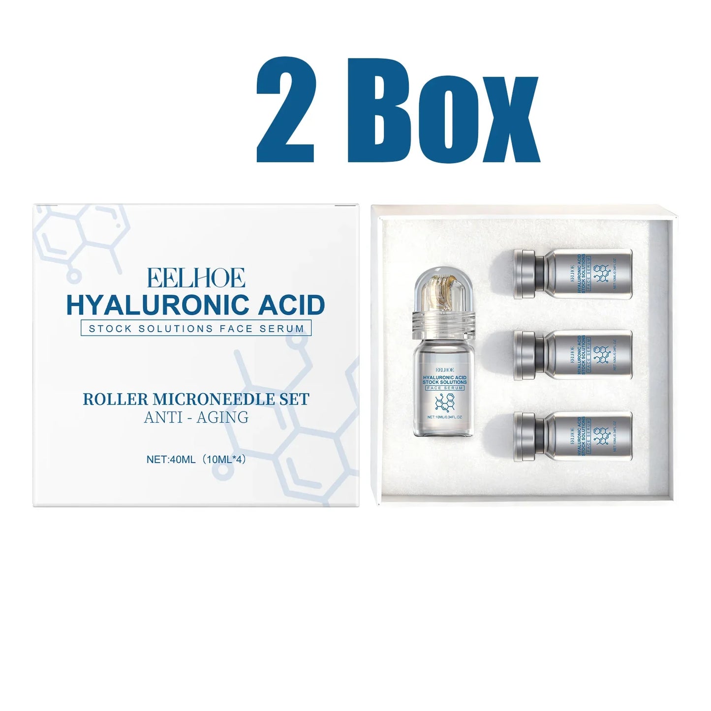 Hyaluronic Acid Face Serum & Microneedle Roller Set – Anti-Aging