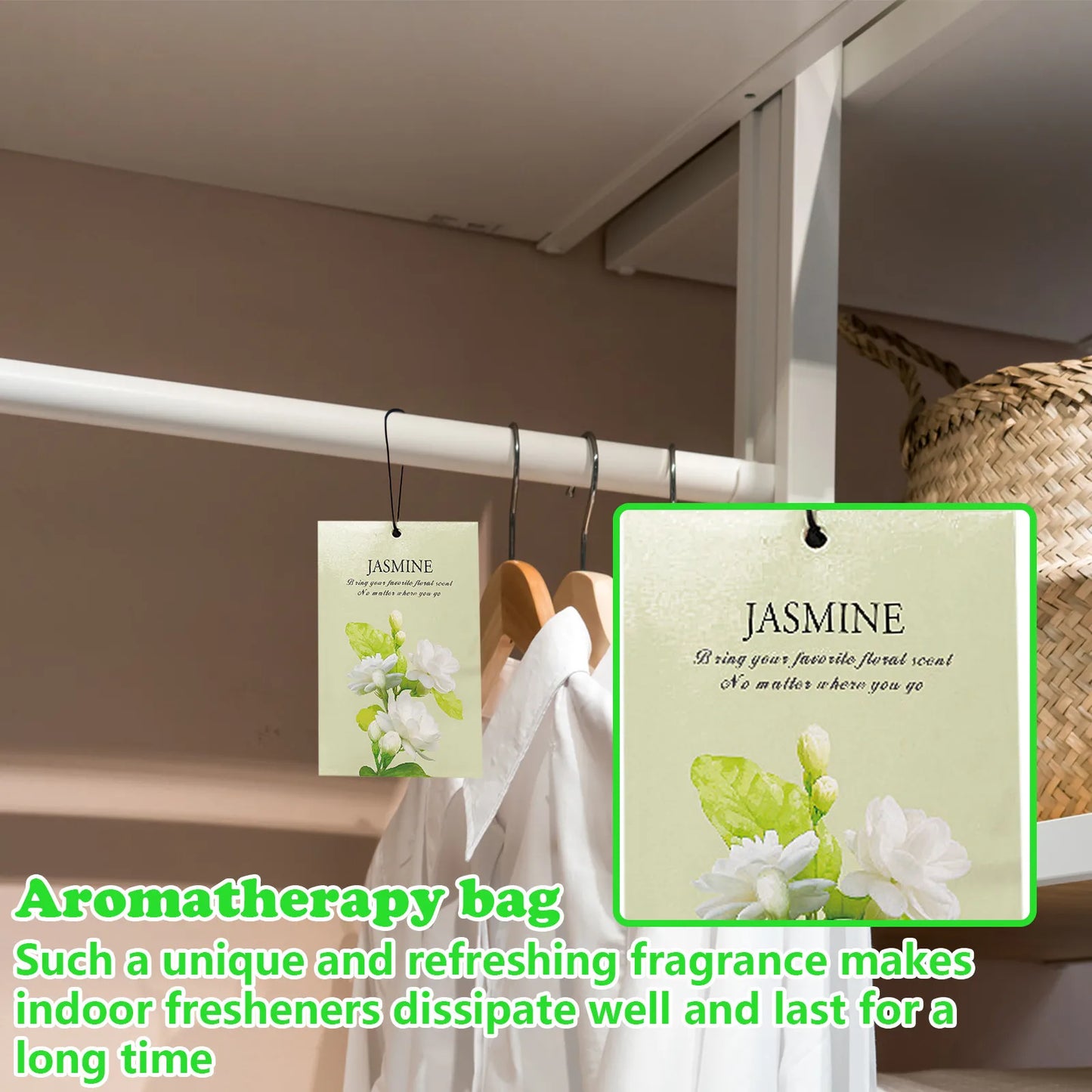 4pcs Perfume Scented Sachet Closet Fragrances Sachet Wardrobe Car Air Freshener Home Fragrance Sachet Hanging Jasmine Peaceful Pleasures Health and Wellness