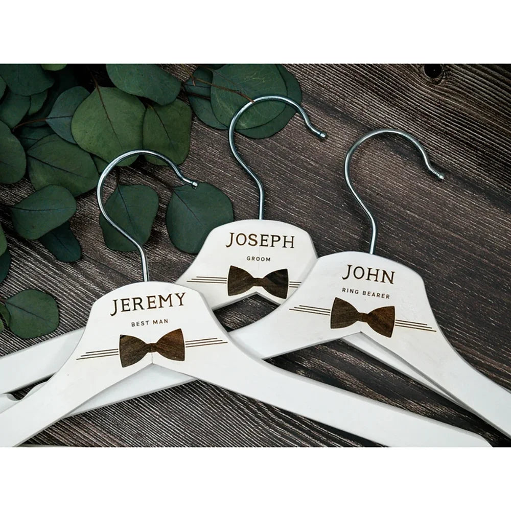 Custom Engraved Wedding Hanger – Groom, Best Man & Ring Bearer