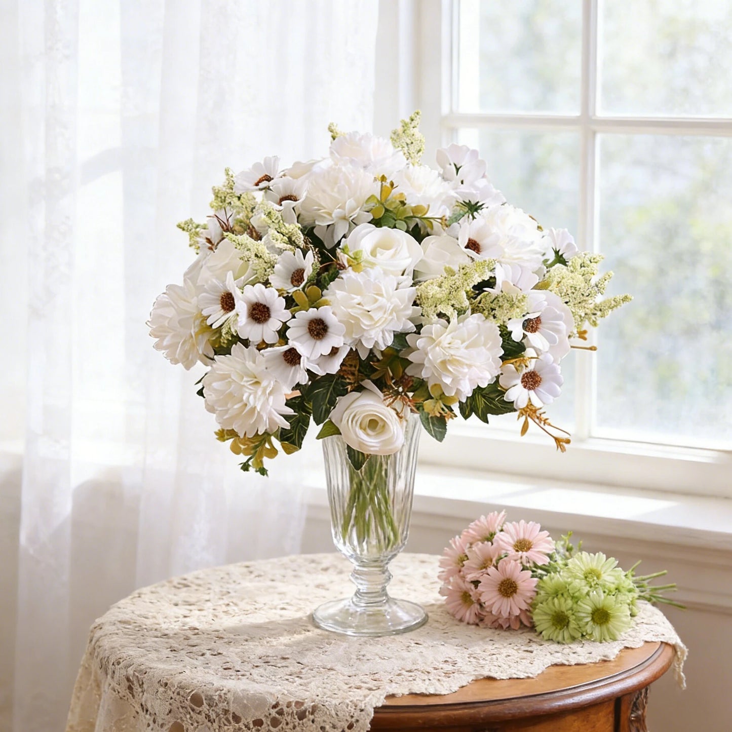 Artificial Silk Rose & Daisy Ball Flowers 3/5 Pcs – Wedding Decor