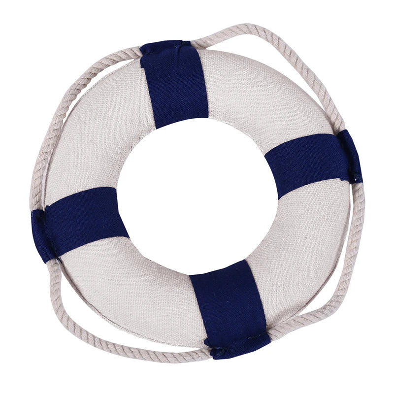 Mediterranean Style Hanging Lifebuoy Decoration Red Blue Creative Nautical Home Ornament for Living Room Wall Beach House Peaceful Pleasures Health and Wellness