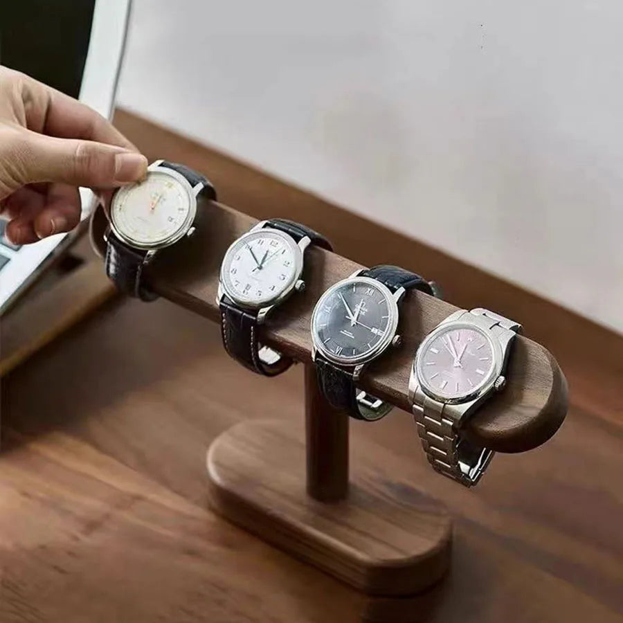 Walnut Wood Watch & Jewelry Display Stand Rack Organizer
