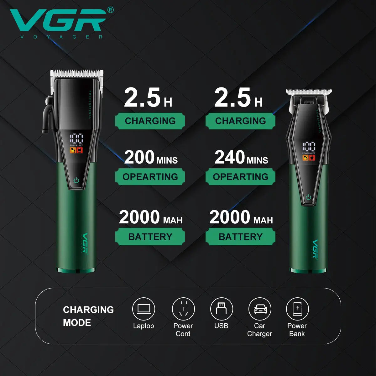 VGR 677 Hair Trimmer Professional Hair Clipper Set Electric Hair Cutting Machine Rechargeable Barber Electric Trimmer for Men Peaceful Pleasures Health and Wellness