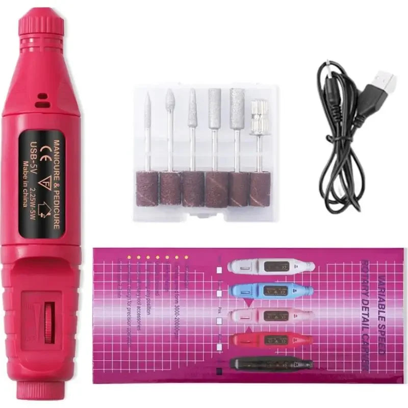 Rechargeable Electric Nail Drill & File Set – 6 Bits Peaceful Pleasures Health and Wellness A