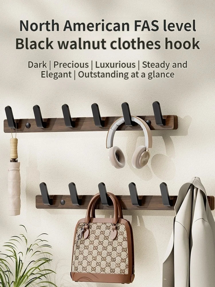 Wood & Aluminum Wall Hook Rack | Towel, Coat & Kitchen Hanger