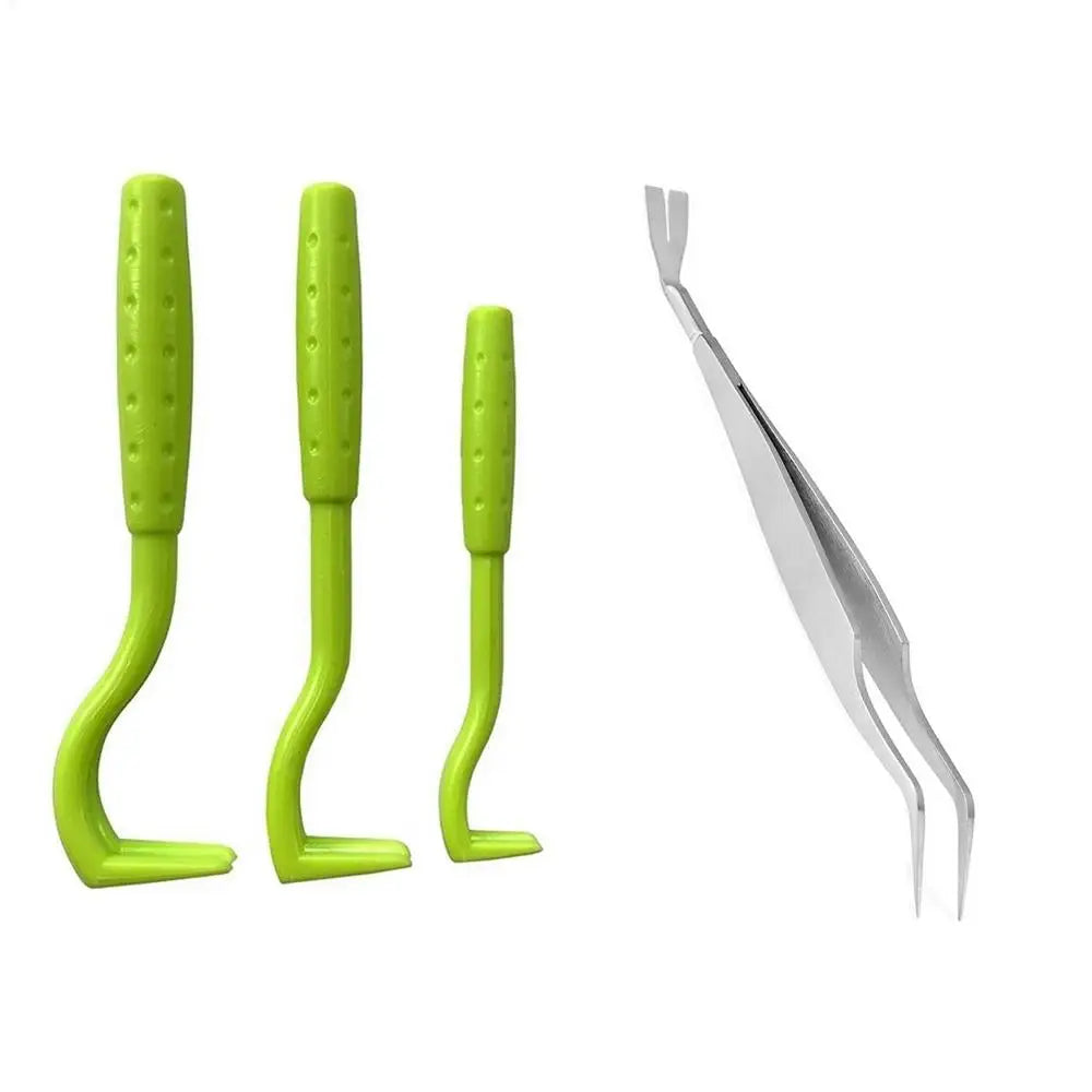 3-Pack Tick & Flea Remover Hook Tweezer Set for Cats & Dogs