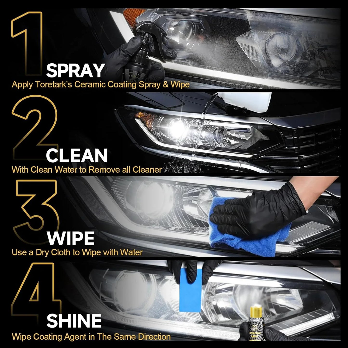 Car Headlight Restoration Kit Restoring To Like-New Condition Covers 3 Vehicle Headlight Treatments Headlight Cleaner Restorer Peaceful Pleasures Health and Wellness