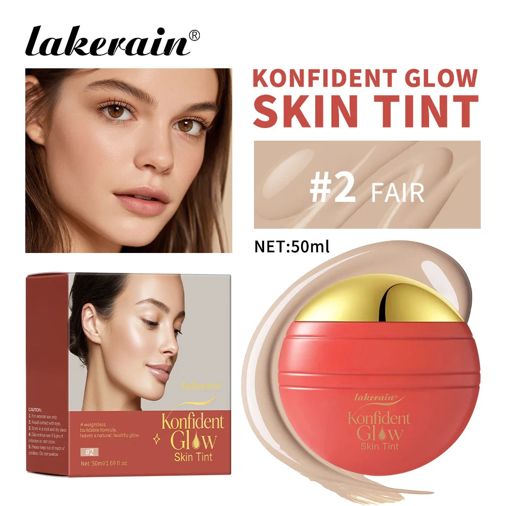 Konfident Glow Skin Tint Waterproof Hydrating Skin Foundation Coverage 30 ml Oil-Free Long - Lasting Glass-Skin Foundation Clean Peaceful Pleasures Health and Wellness 2Fair
