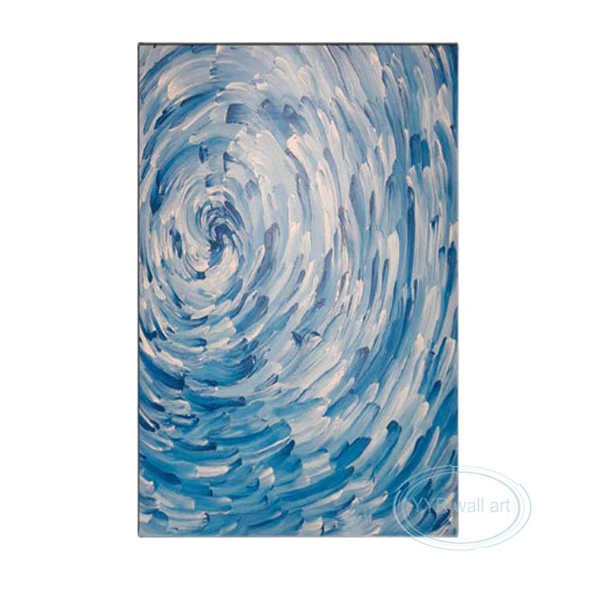 Minimalist Artwork Home Decor Oil Painting Handmade Swirl Ocean Waves Abstract Wall Art Hanging Poster for Living Room Bedroom Peaceful Pleasures Health and Wellness No frame 50cmx70cm