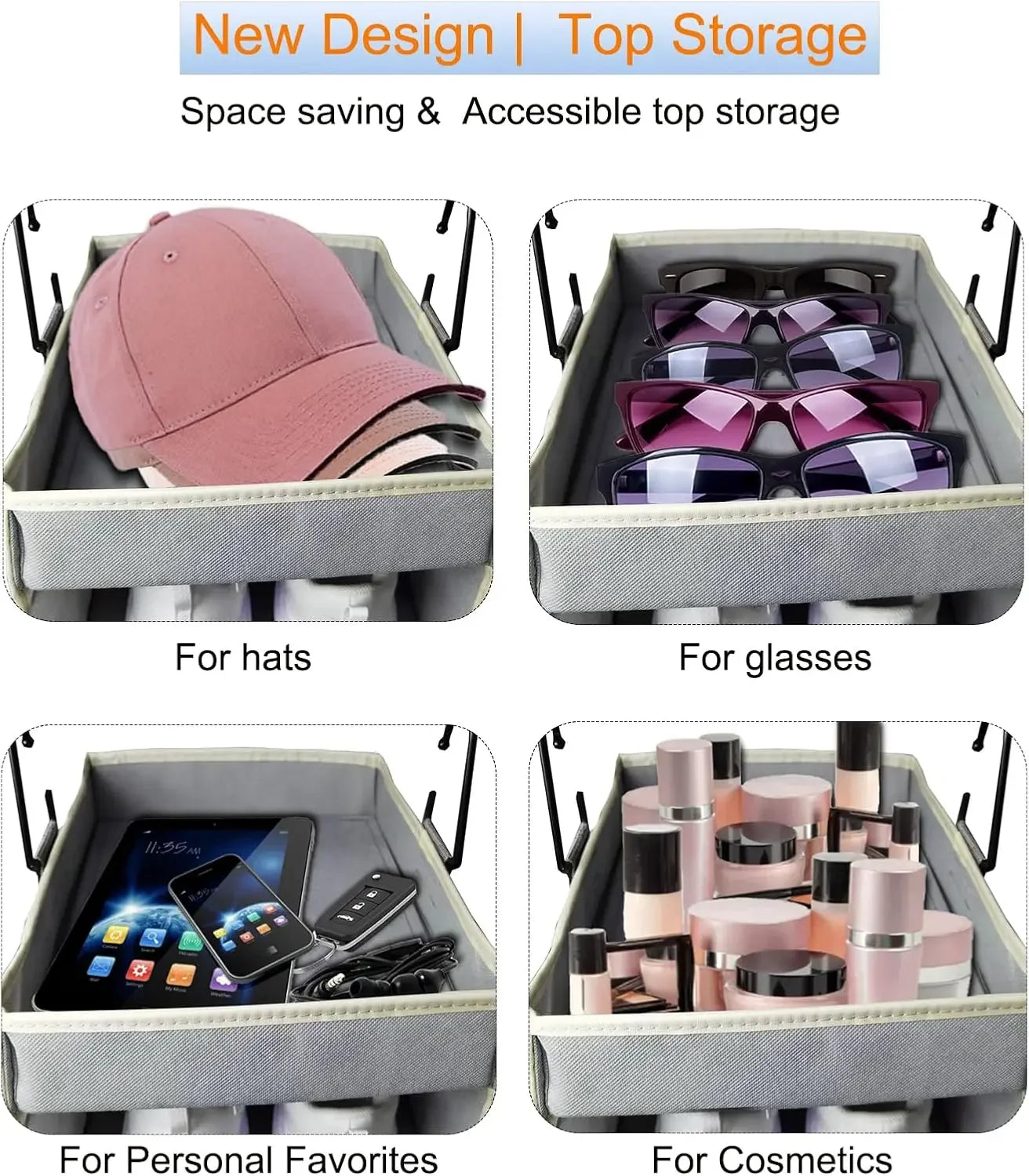 10-Shelf Hanging Shoe Organizer with 8 Side Pockets, Wide Storage for Shoes Clothes Toys, Grey Peaceful Pleasures Health and Wellness