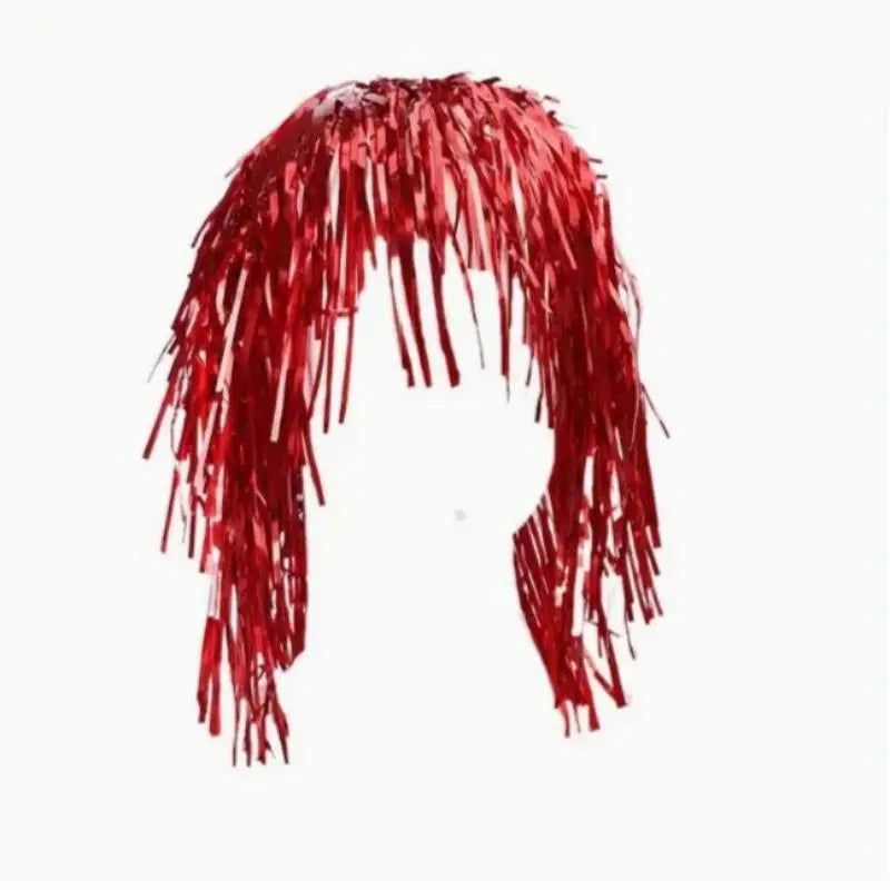 Foil Tinsel Fancy Dress Wig | Metallic Party & Cosplay Wig