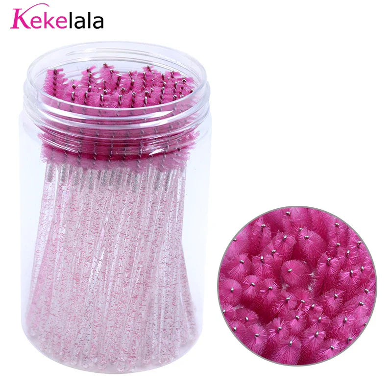 50pc Disposable Mascara Wands & Spoolie Brushes in Bottle