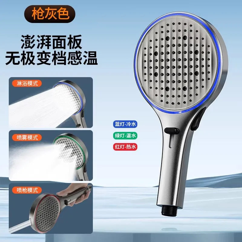 LED Temperature Sensing Shower Head | 3 Modes, Water Saving