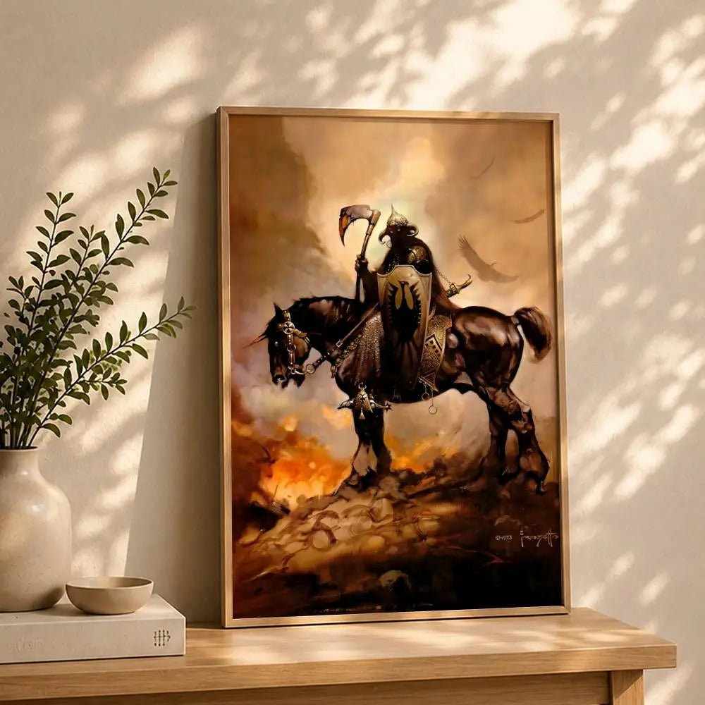 Frank Frazetta HD Poster – Self-Adhesive Waterproof Wall Art Wall Art Poster Peaceful Pleasures Health and Wellness White5 30X40cmNoframe