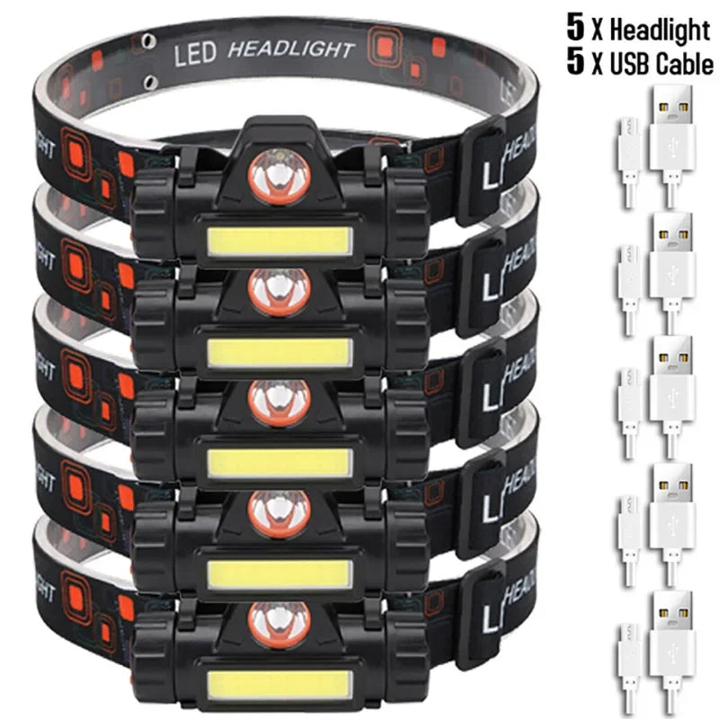 Rechargeable LED Headlamp XPE COB Dual Light Waterproof Magnetic