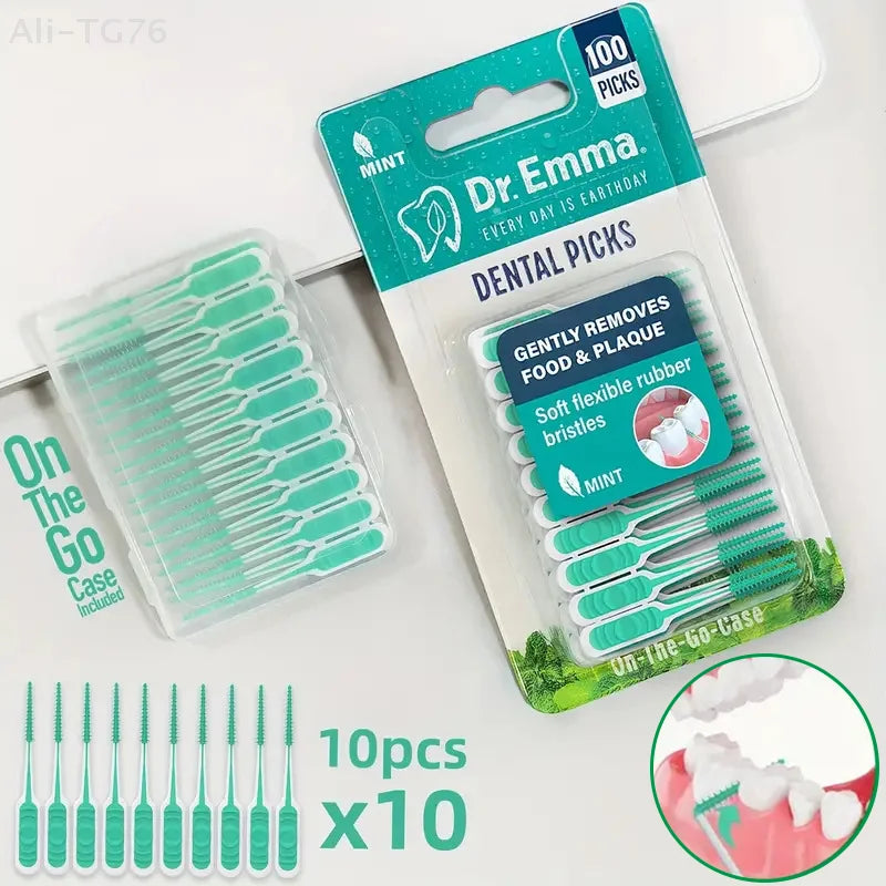 100-Pack Silicone Interdental Brushes | Interproximal Flossing