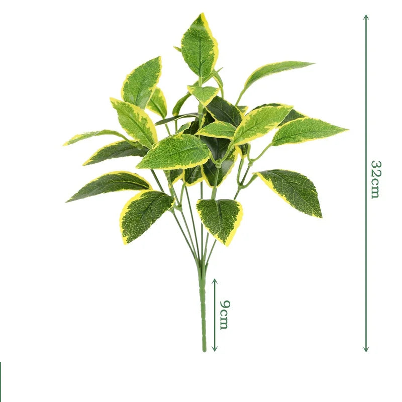 Silk Artificial Tortoiseshell Bamboo Dieffenbachia Fake Leaves