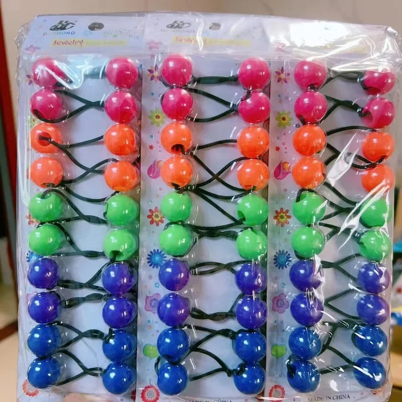 10pcs Elastic Ball Hair Ties for Girls | Colorful Beaded Bobbles Kids Hair Accessories Peaceful Pleasures Health and Wellness