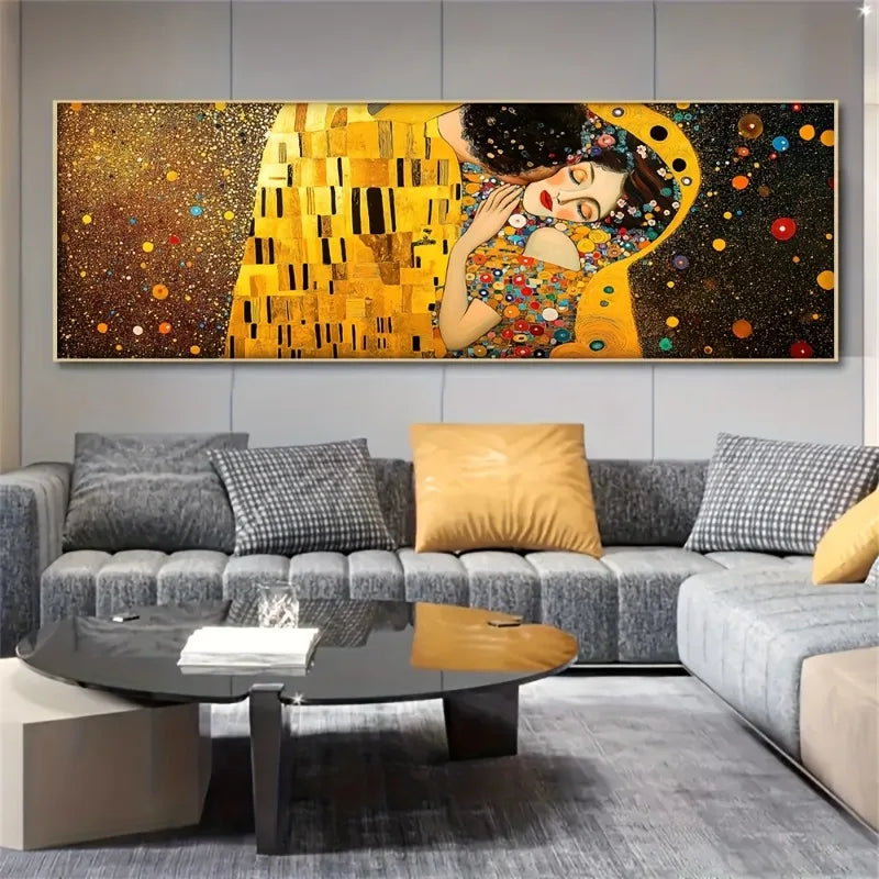 Gustav Klimt 'The Kiss' Canvas Print | Golden Abstract Wall Art Canvas Wall Art Print Peaceful Pleasures Health and Wellness