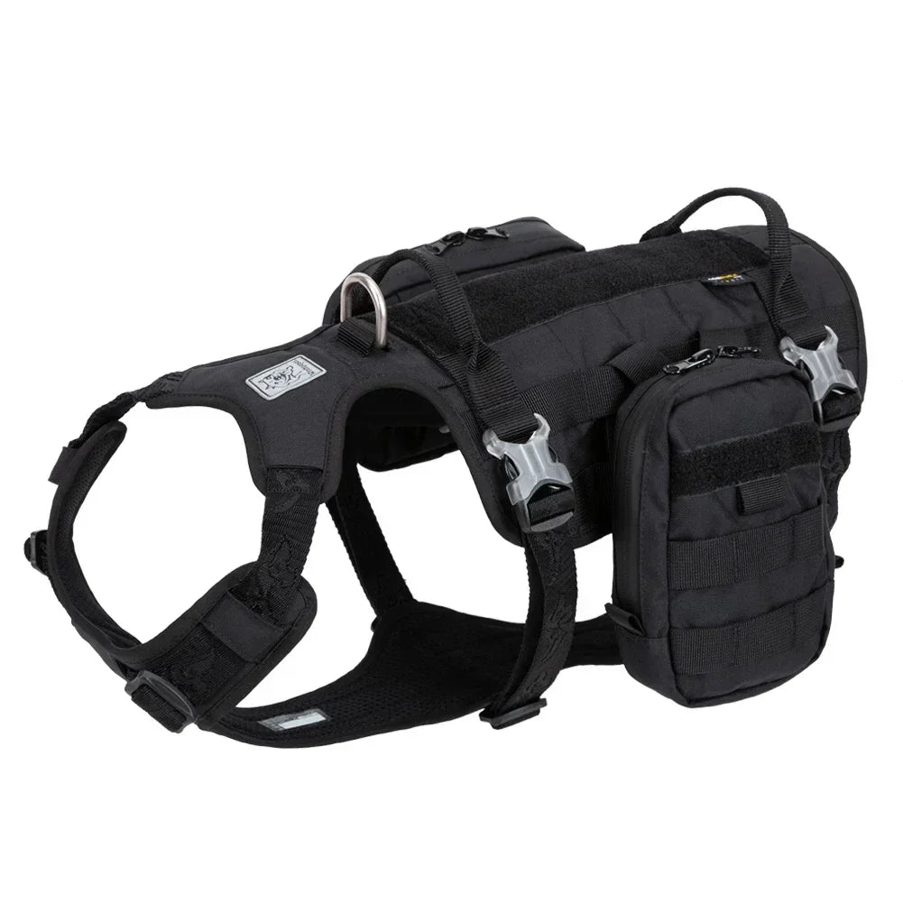 Truelove Tactical Dog Harness with Backpack YH1805 Peaceful Pleasures Health and Wellness Black L China Mainland