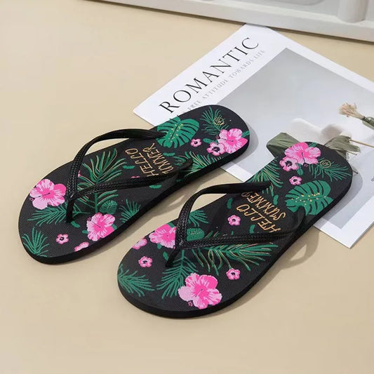Women's Floral Flip Flops – Lightweight Beach Sandals Women's Flip Flops Peaceful Pleasures Health and Wellness A 36