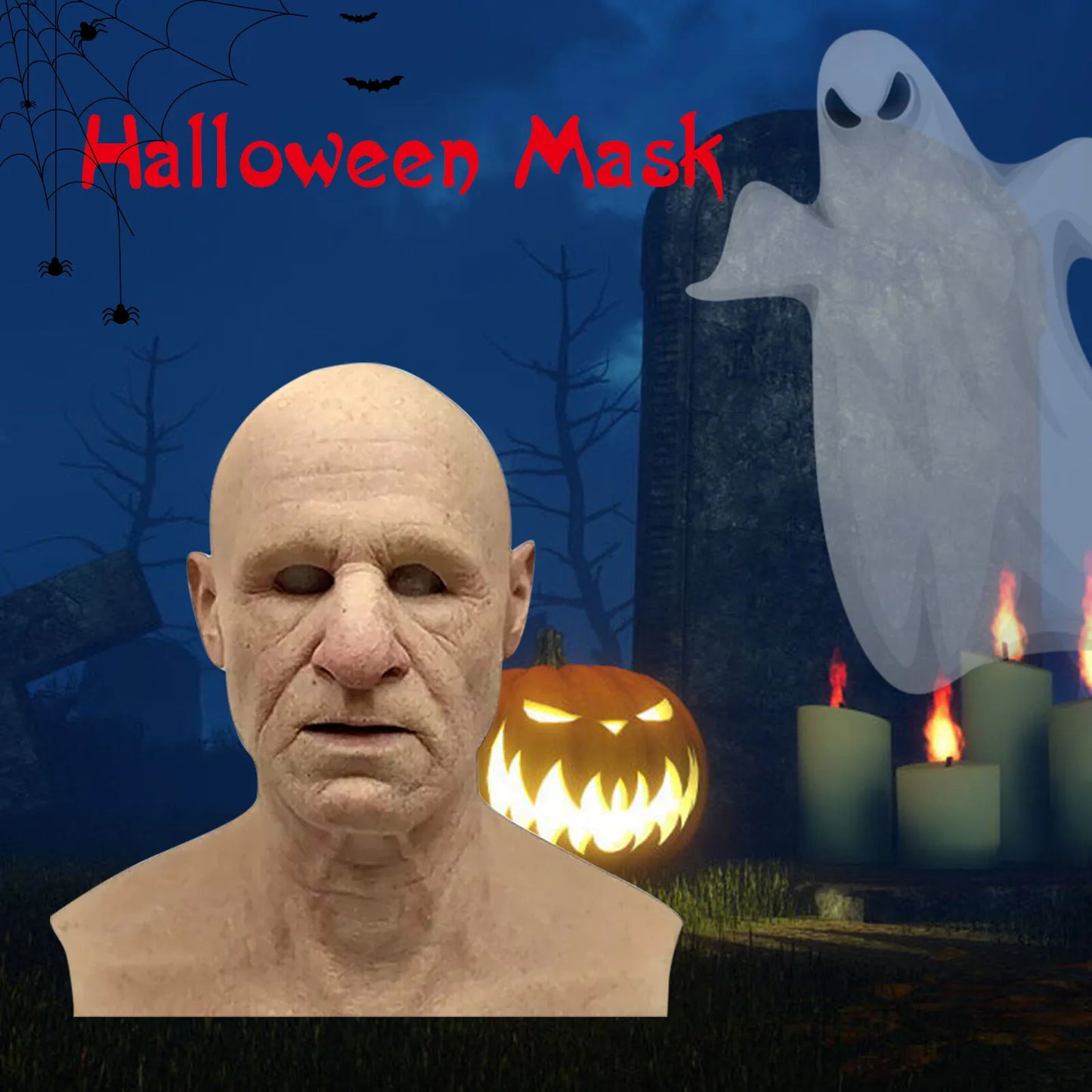 Grandpa Grandma Full Head Latex Mask – Halloween Cosplay Prop