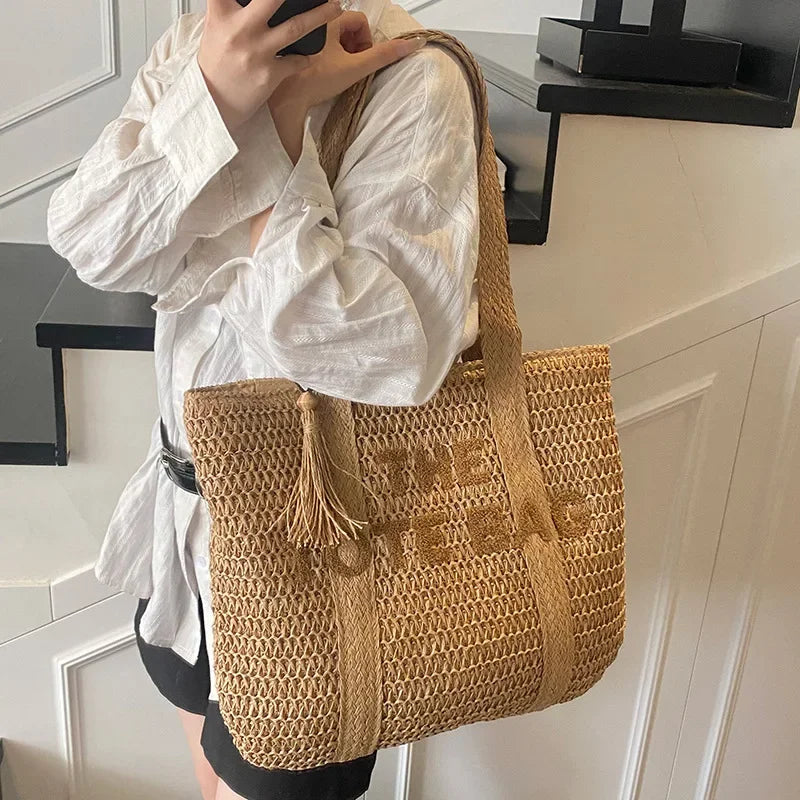 French Style Woven Straw Tote Bag – Large Capacity Beach Bag