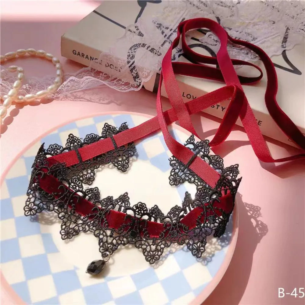 Elegant Black Lace Bowkot Choker Necklace Gothic Collar Necklace Vintage Choker Short Chain Necklace Fashion Jewelry Peaceful Pleasures Health and Wellness