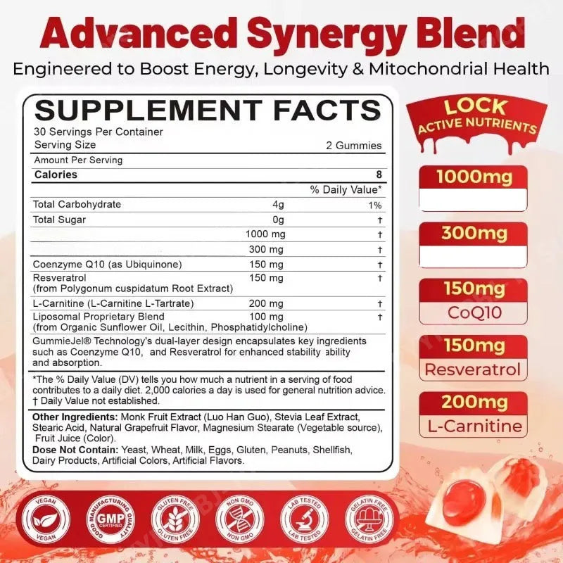 CoQ10 Resveratrol Gummies – Sugar-Free Antioxidant Support