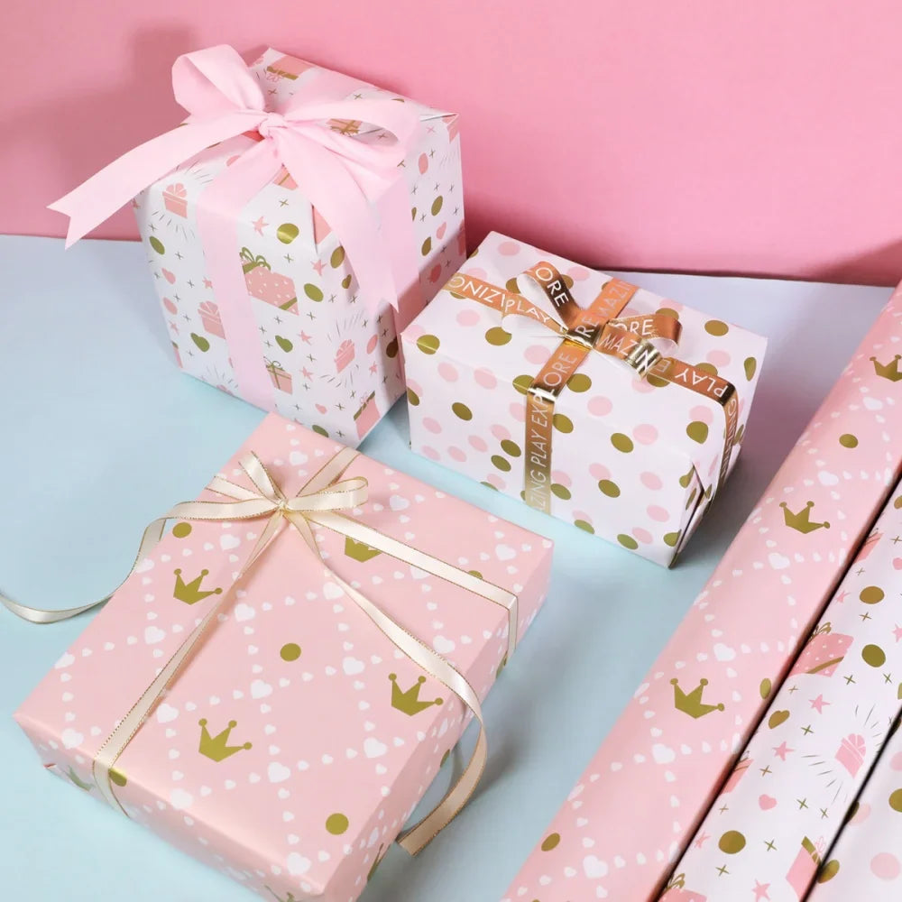 Pink Glitter Marble Christmas Wrapping Paper | DIY Gift Wrap