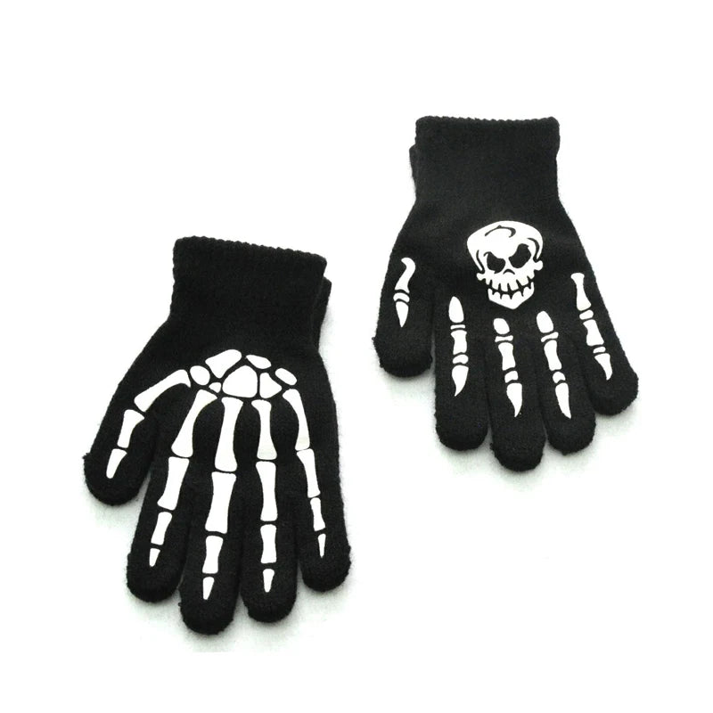 Kids Halloween Luminous Skull Winter Gloves | Ages 5–11