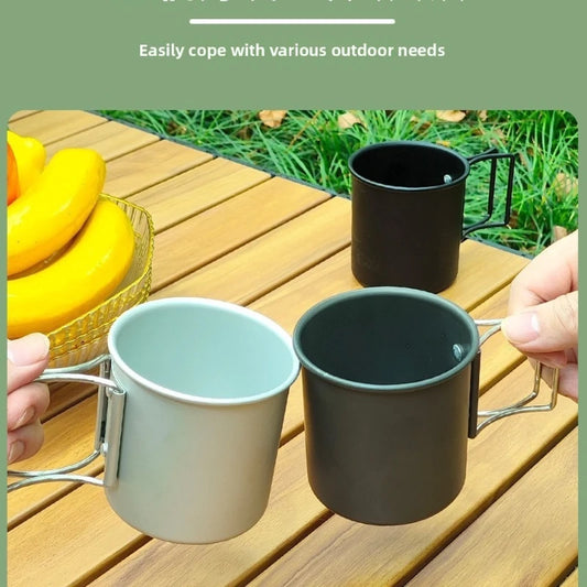 Outdoor Foldable Aluminum Camping Cup - Ultralight Portable Travel Mug for Coffee Tea Hiking Backpacking Picnic Mini Water Cup Peaceful Pleasures Health and Wellness