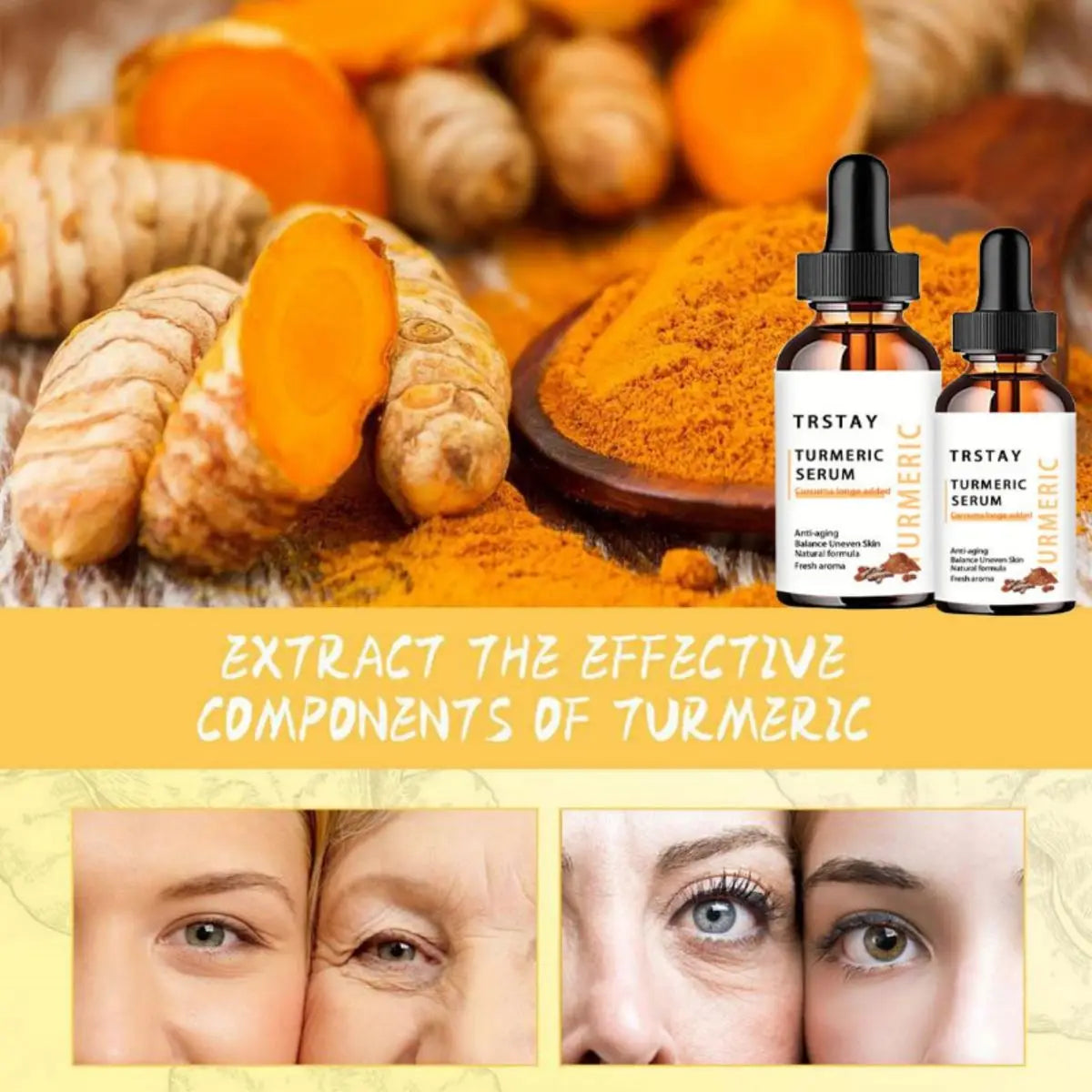 Turmeric Serum Oil Face Care Oil Moisturizing Hydrating Brighten Whiten Face Serum Anti-aging Removal Pigment Melanin Face Skin Peaceful Pleasures Health and Wellness
