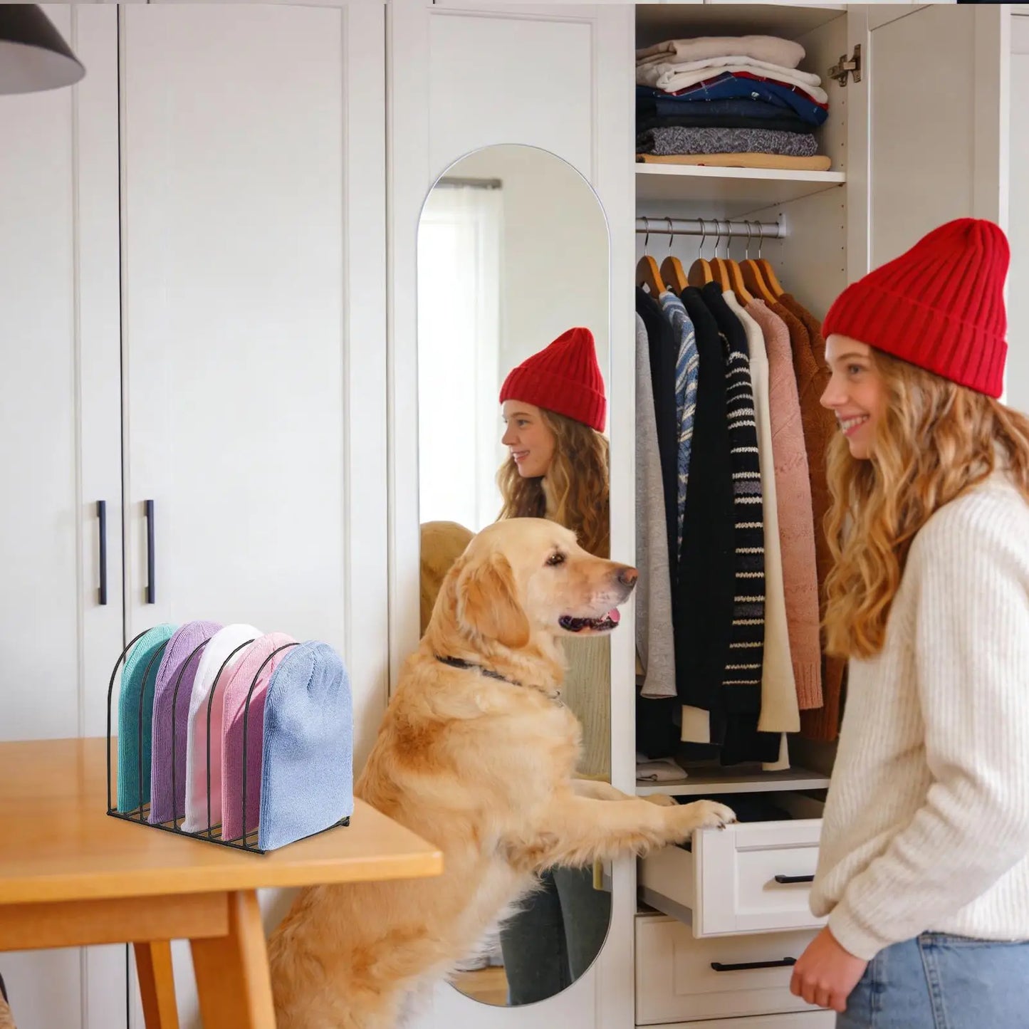 Metal Beanie Organizer Stand Set of 2 – Space-Saving Hat Holder