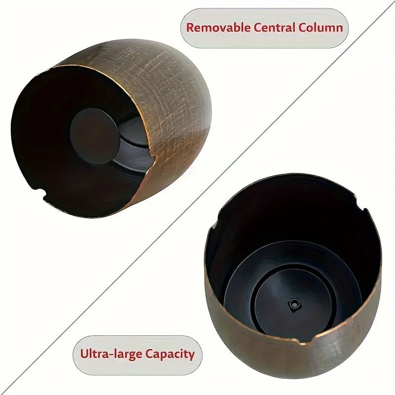 Windproof Metal Ashtray with Lid – Smokeless Indoor & Outdoor