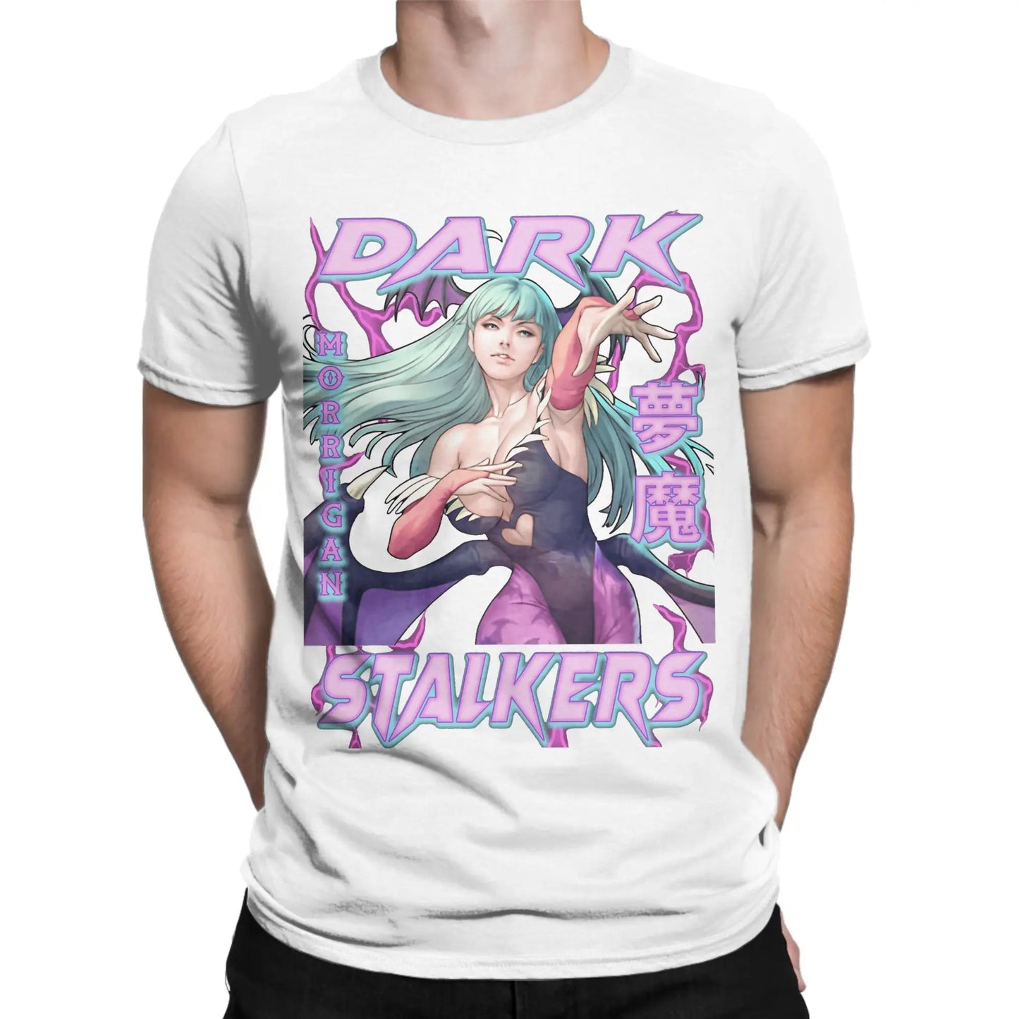 Men's Darkstalkers T Shirt Morrigan Aensland 100% Cotton Clothing Novelty Short Sleeve Round Neck Tees Plus Size T-Shirt Peaceful Pleasures Health and Wellness WHITE M