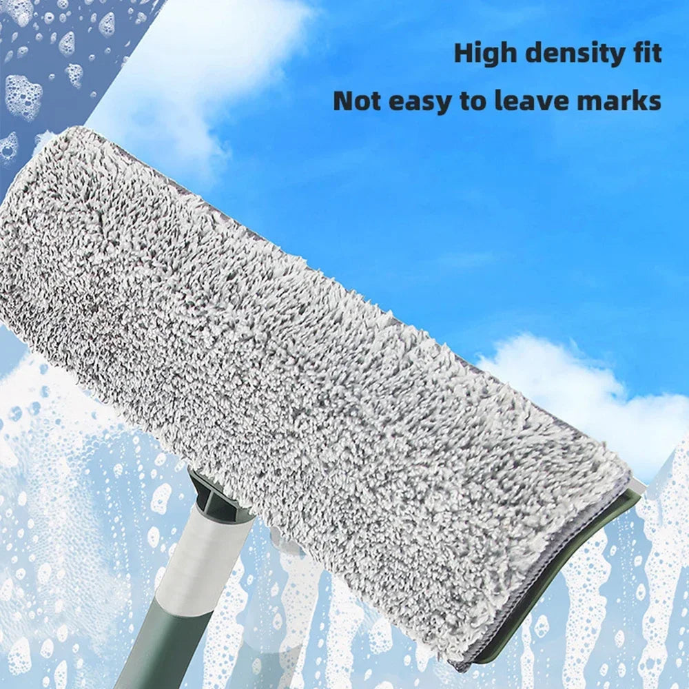 72-226CM Extended Window Cleaning Tool Glass Cleaner Mop with Silicone Scraper Window Cleaning Brush Household Cleaning Tools Peaceful Pleasures Health and Wellness
